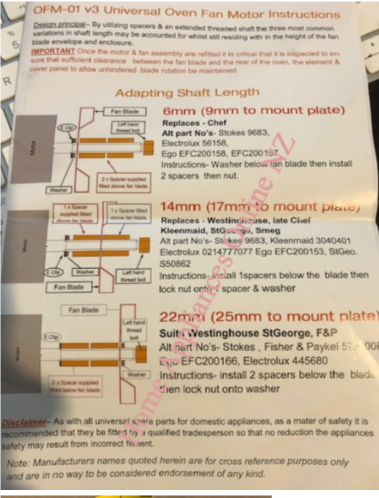 Oven Fan Cooking Fan Motor Compatible With Diffrent Shaft Choices for all brand