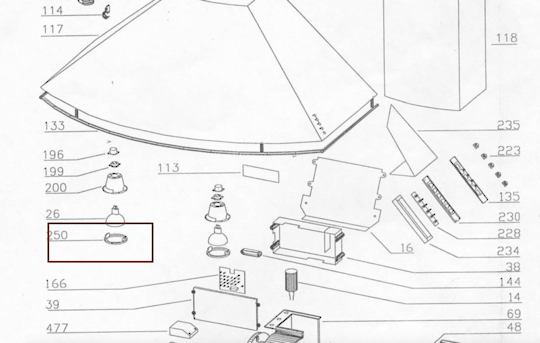 Smeg Range Hood Halogen Lamp Holder Ring Nut K273SS
