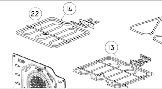 Delonghi Fisher Paykel Elba Oven Upper Top Element Small On Double Oven OB60BCEW, OB60, OB60BDE, OB60NL
