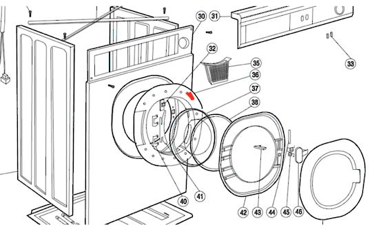 Haier Dryer Frame Door and Ducting Sealing Frange for Porthole GDZ5-1, HDY5-1