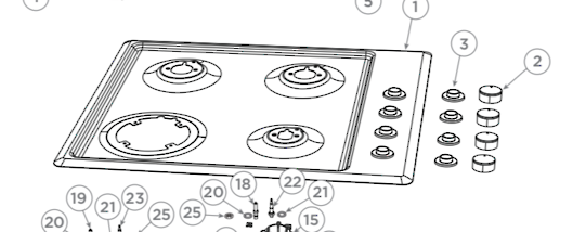 Fisher Paykel Cooktop Top Plate Ss CG604CNGX2, CG604CLPX2