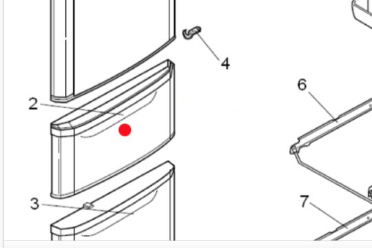 Mitsubishi Fridge Middle Door Door Vege Red MRC375C-R: MR-C375C-R MR-C405C-R MR-C375G-R MR-C405G-R