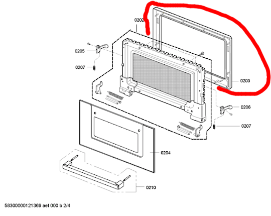 Bosch Oven Door Inner Door Frame HBC86Q651A 00437703 NL A
