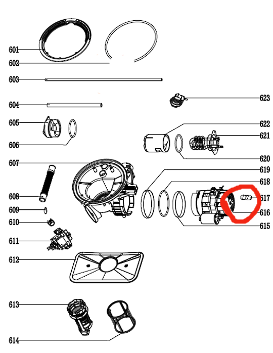 Omega Dishwasher Wash Pump Holder Rubber ODW707XB, ODW702, ODW704, ODW507, ODW707, ODW717