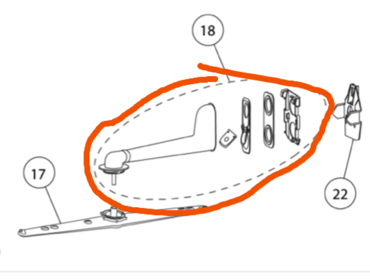 Fisher Paykel Dishwasher Upper Spray Arm Transition Pipe DW60DOX1, 80561, 80751