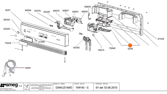 Smeg Dishwasher Power Controller Board Pcb Timer