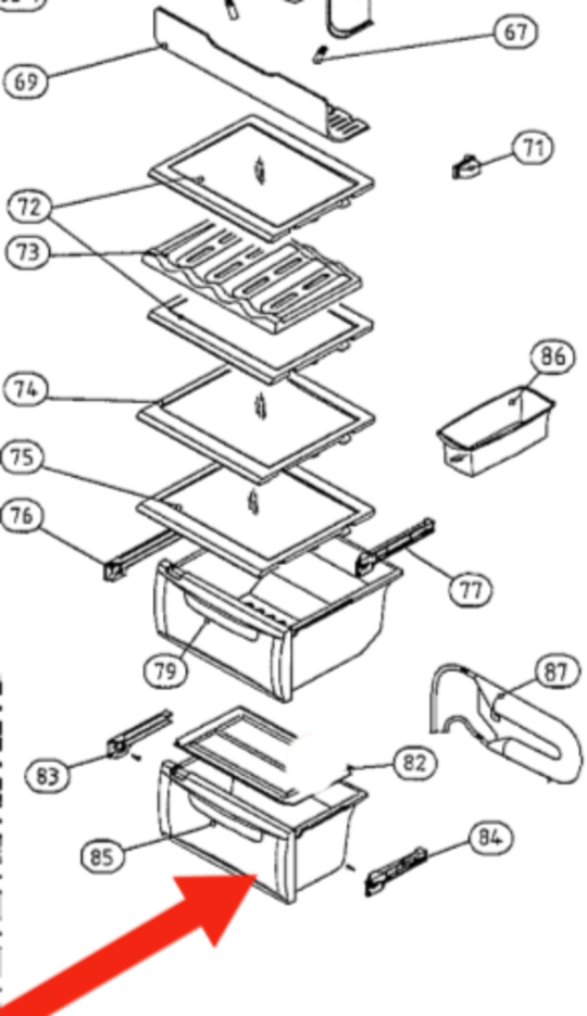 Smeg Fridge Veggie Bin Lowest SR650XA, SR640XA,