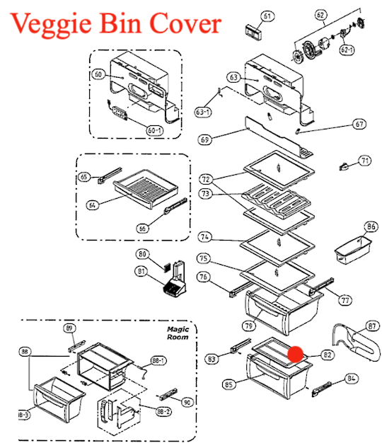 Smeg Fridge Veggie Bin Cover SR650XA, SR640XA,