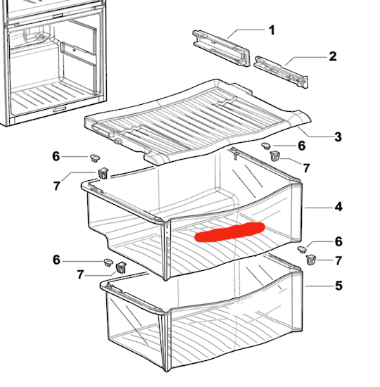 Fisher Paykel Freezer Middle Bin E372BR, E372BL,