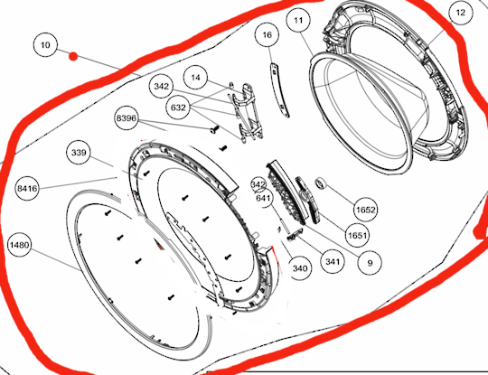 Beko Washing Machine Or Dryer Door Assy