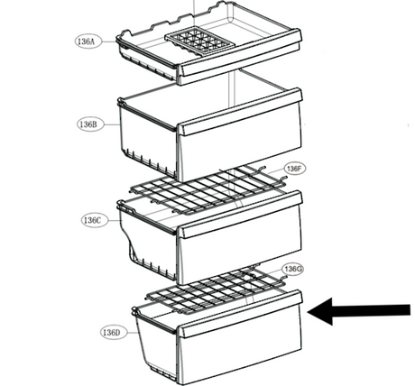 LG Freezer First 1ST Lower Draw AJP72975308