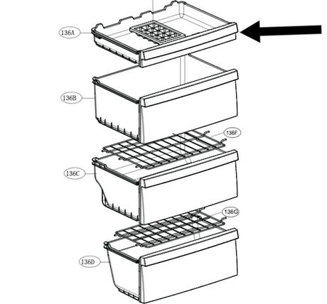 LG Freezer First Upper Draw GB-310RPL GB-310RWL
