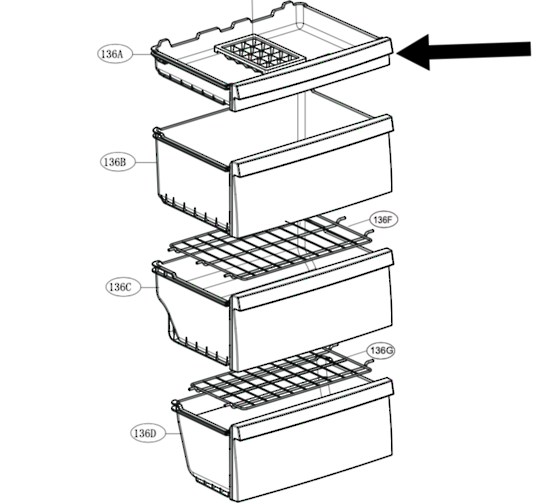 LG Freezer First Upper Draw GB-310RPL GB-310RWL