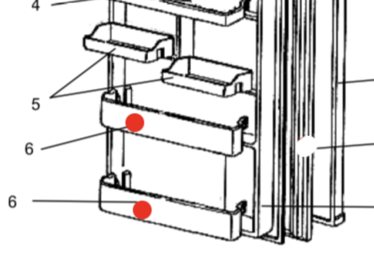 Mitsubishi Fridge Door Bottle Shelf 1ST and 2ND From Low MR-260R, MR-260S, MR-260T, MR-260X, MR-260U, MR-260B, MR-260C, *02134