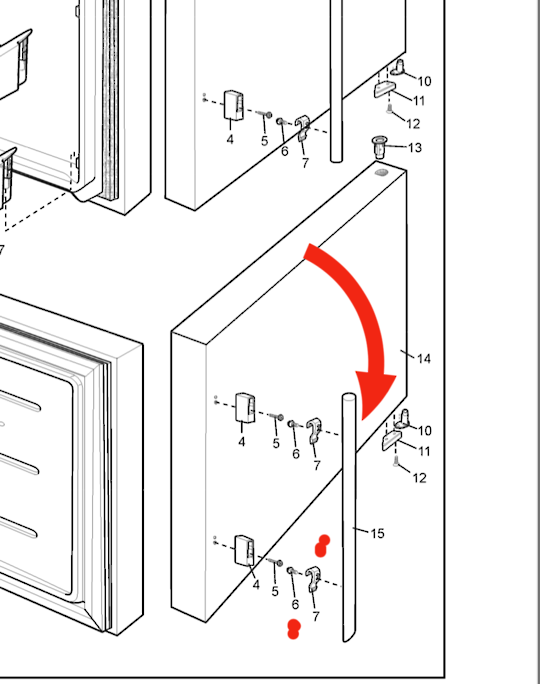 Electrolux Freezer Door Handle and Clip ESE6077SC,