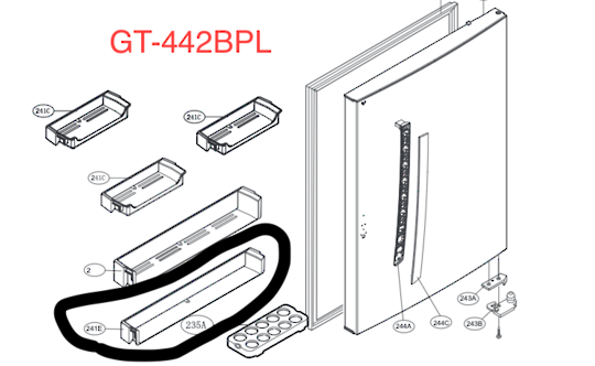 LG Fridge Shelf Door 1ST From Low Shelf GB-450UBLX GB-450UBTLX GB-450UMBLX MAN62288702