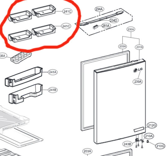LG Fridge Door Basket Small GB-450UBLX.AWBRGAP GB-450UBTLX.ABLRGAP