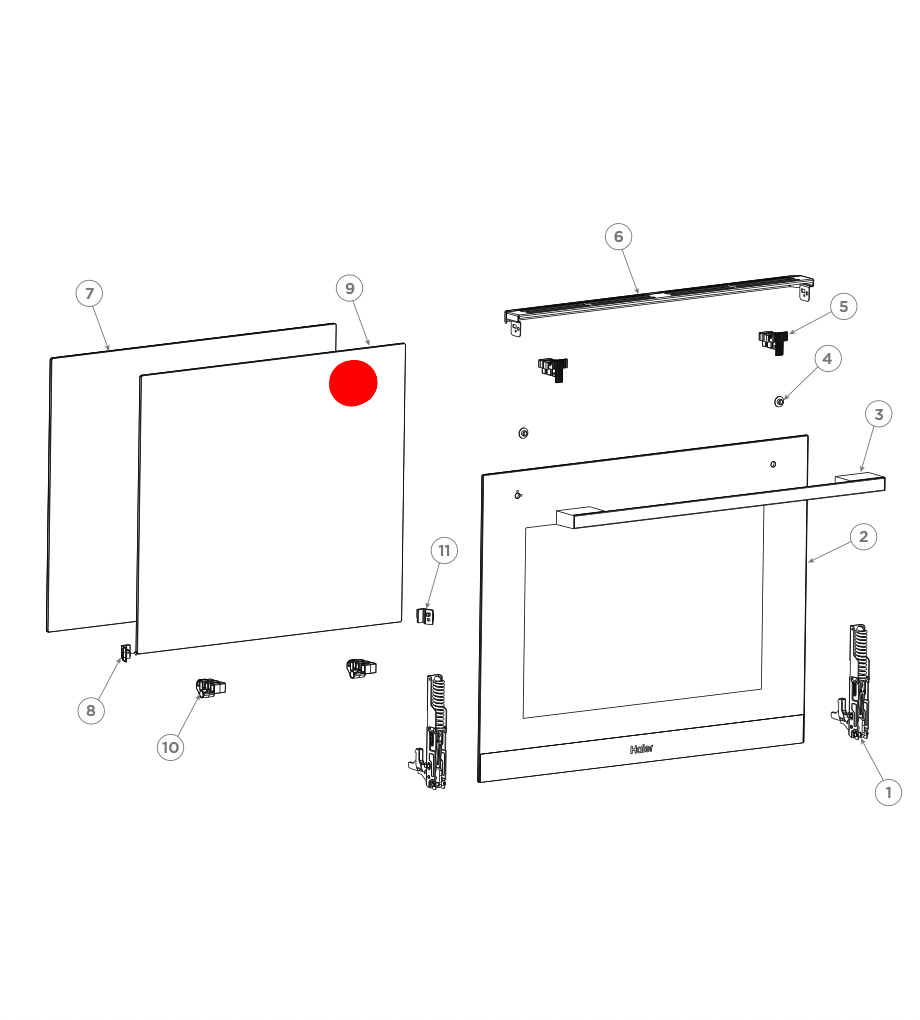 Haier Oven Door Glass Middle Door HWO60S8EPB2 HWO60S7MX4 HWO60S7MB4 HWO60S8EPX2