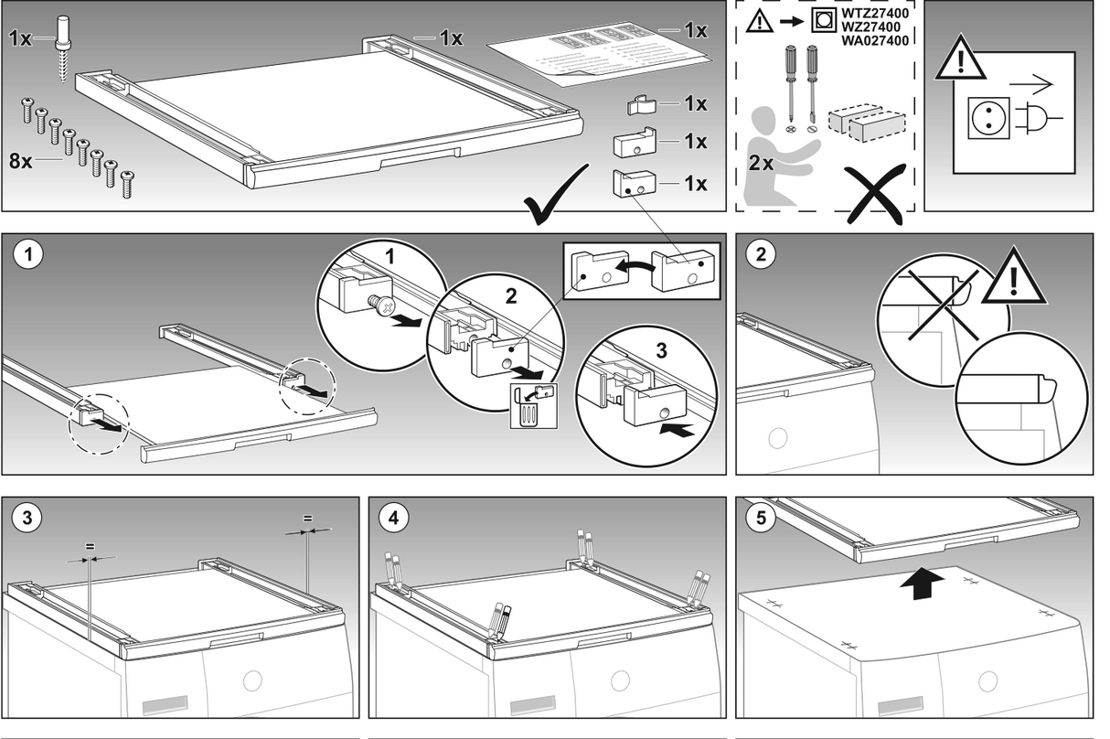 Bosch Gagganeau Simense Washing Machine and Dryer Stacking kit with pull-out WTZ27400 WZ27400