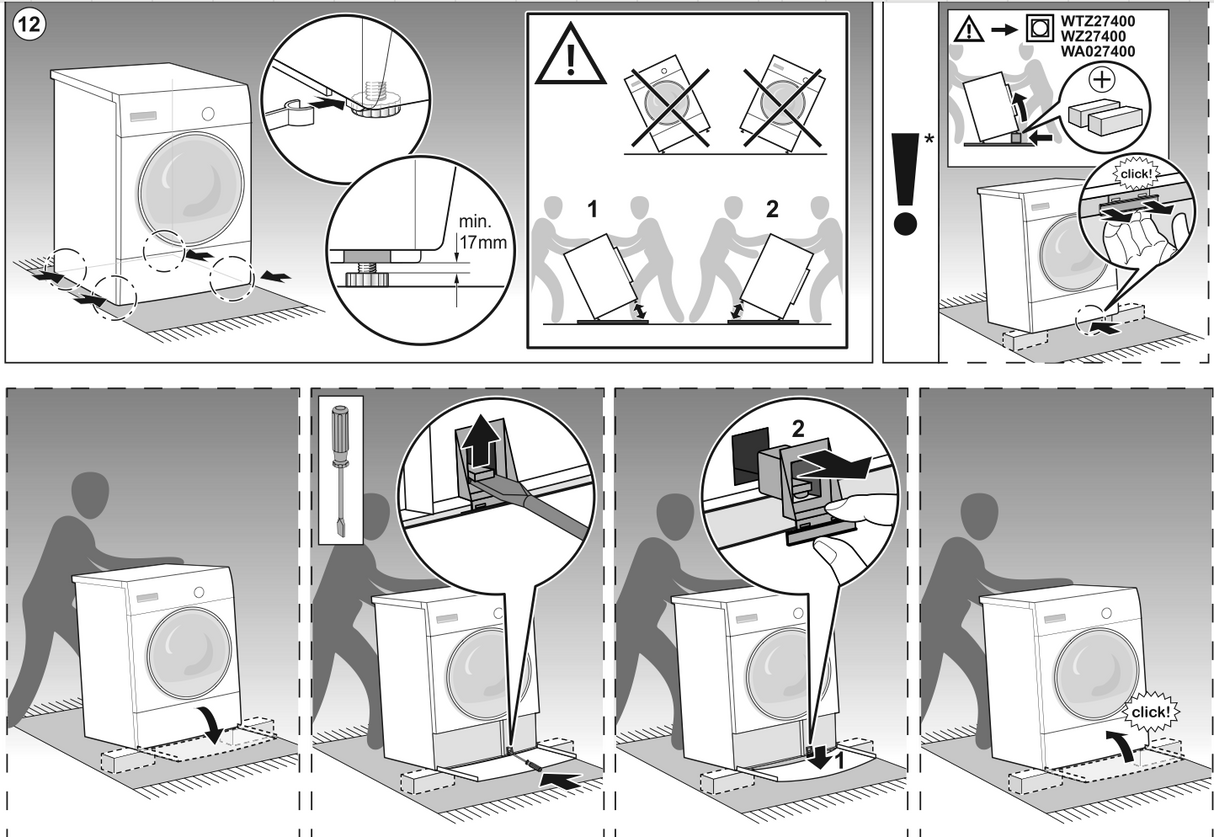 Bosch Gagganeau Simense Washing Machine and Dryer Stacking kit with pull-out WTZ27400 WZ27400