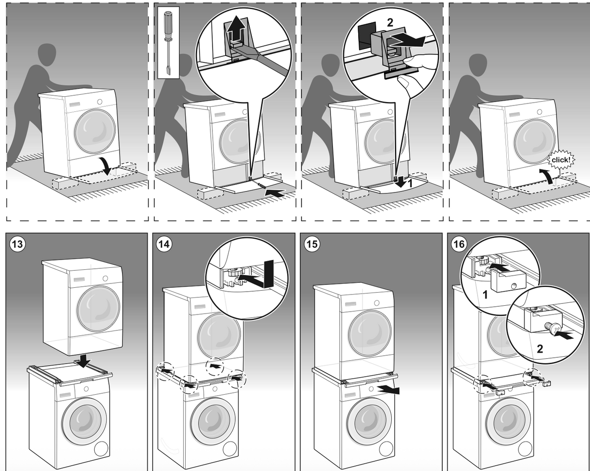 Bosch Gagganeau Simense Washing Machine and Dryer Stacking kit with pull-out WTZ27400 WZ27400