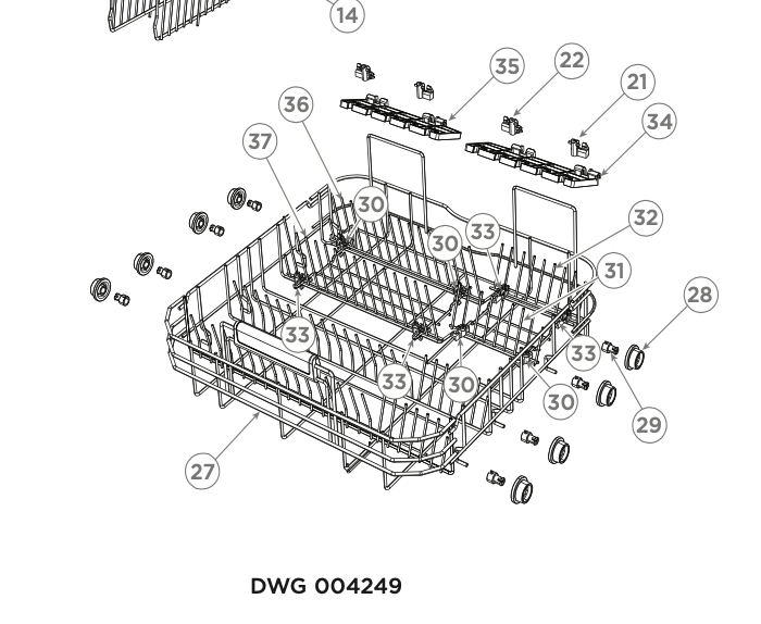 Fisher & Paykel Haier Dishwasher Lower Basket only part numbers 27, 28, 29