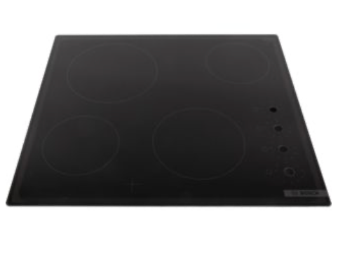 Bosch Cooktop Glass – PKE611CA1A/02, PKE611CA1A/03 – Black, With Writings & Marks – No PCB, No Elements