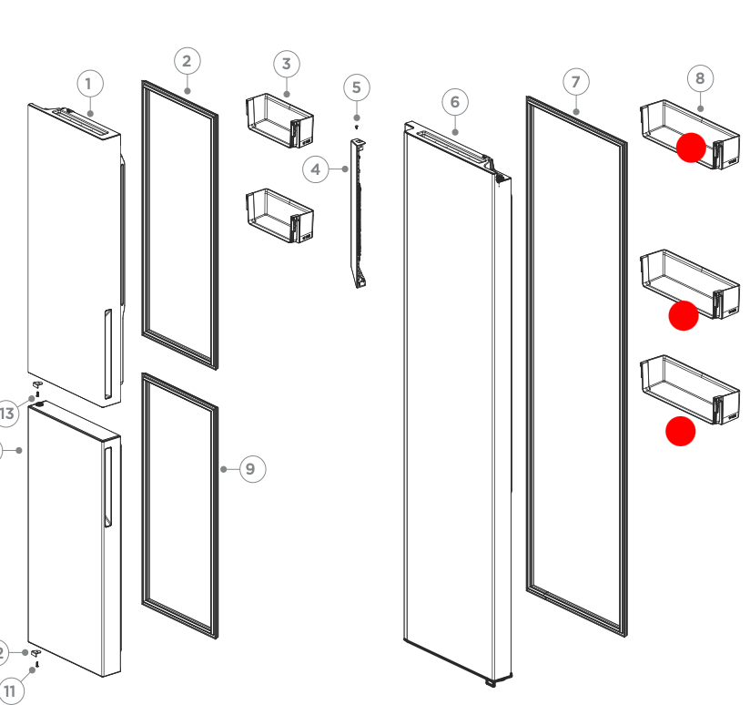 Haier Fridge Shelf On Right Side Door Top Or Med Or Lower Fridge HRF575XC HRF575XS