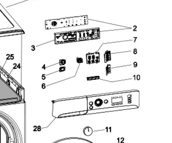 Indesit Washing Machine Control Panel and Detergent draw cover, Without any Pcb or Switch Or Knob XWA81283XWAUS