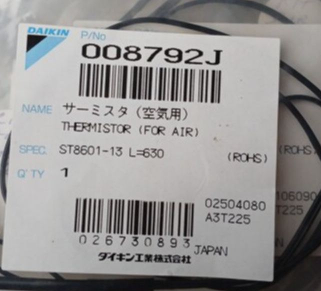 Daikin Air Conditioner Indoor Thermistor (Air) – Suits FDY & FDYP Series