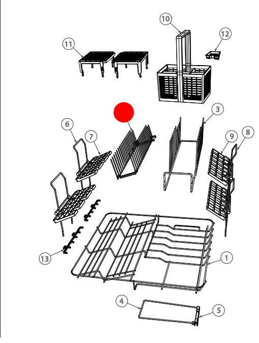 Fisher & Paykel Dishwasher Left Side Rack Clip Number 2 on Diagram (CROCK INS FOLDDOWN 608)