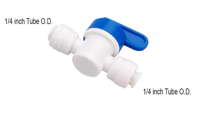 RO Water Filter Inline Shut-Off Ball Valve 1/4" Quick Connect for Tubing/Hose – Water Purifier & Fridge Systems
