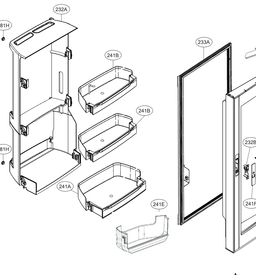 LG Fridge Door Basket GF-D613PL 241a 1st from low NO LONGER AVAILABLE