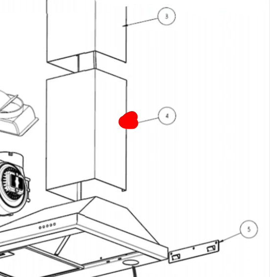 Robinhood Rangehood Chimney Lower Cover WCAN60X WCAN90X