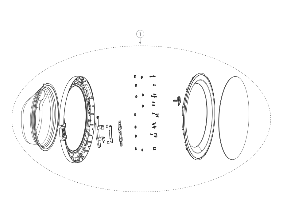 Fisher & Paykel Washing Machin Door Assembly WH1160HG1