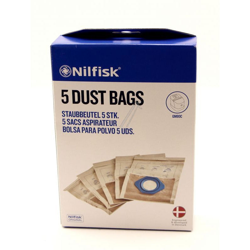 Nilfisk Vacuum Bags 5 Pack – Tellus Series Paper Dust Bags – Genuine