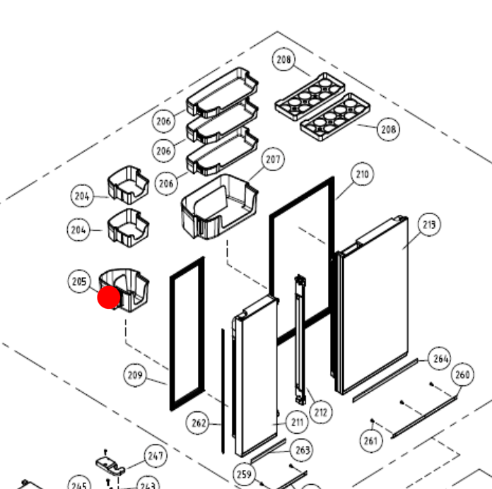 Panasonic Fridge Door Lower Left Hand Smaller Door Bottle Shelf NR-D535XGWAU NR-D535XGSAU