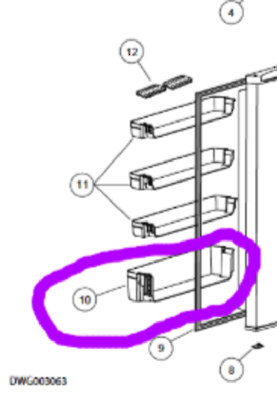 Haier Fridge Freezer Large Shelf On Door HRZ-322, 61143-B, 61143-A HRZ322