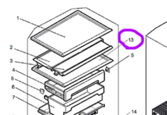 Mitsubishi Fridge Above the Sliding Chilled Case MR-CU375S, MR-CU375T, MR-CU415S, 500MM x 330MM