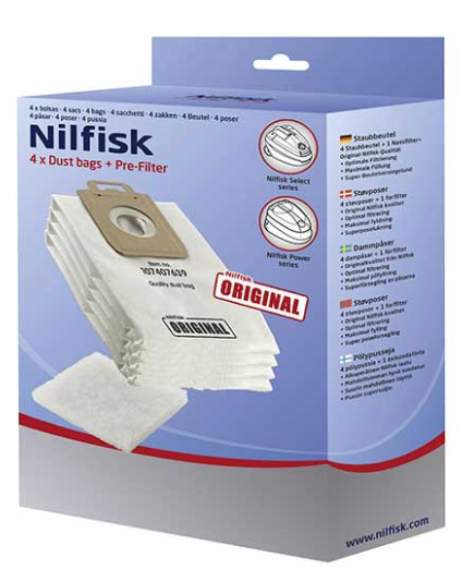 Nilfisk Vacuum Cleaner Bags 4pk – Suits Select & Power Series