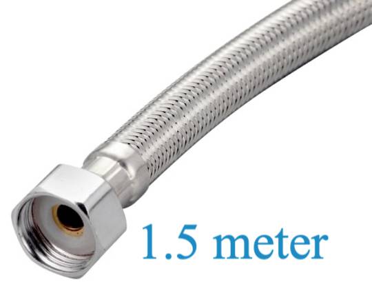 Washing Machine Dishwasher Inlet Hose 1.5 Meter Long Cold or Hot Stainless Steel Braid