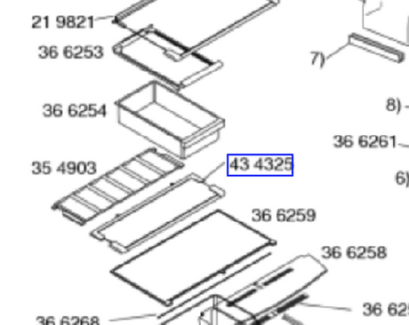 Bosch Fridge Half Glass Shelf KSU445206W/01 FD8307005508