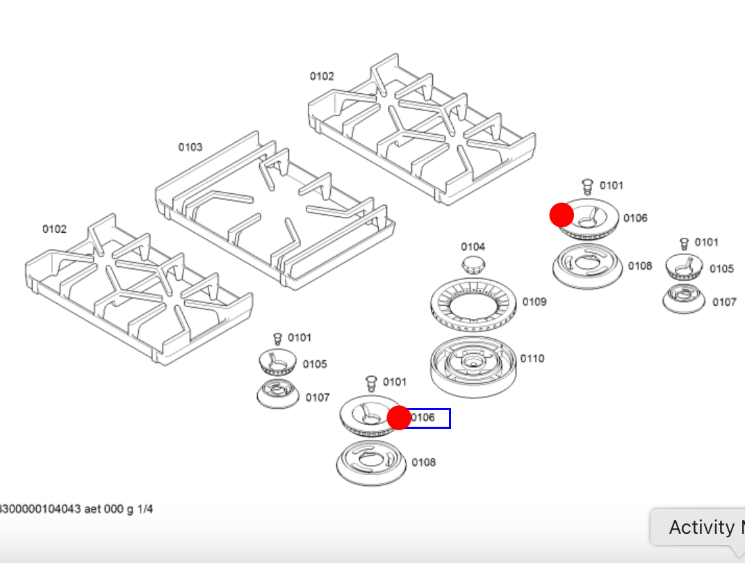 Gagganeau Cooktop Medium Burner Ring Top Cap 0106