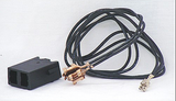 A black oven element connector block with wires attached, designed for use with Westinghouse and Simpson freestanding ovens.