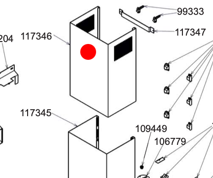 Smeg Rangehood Upper Chimney KPFA9X