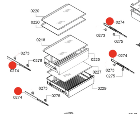 Bosch Fridge Telescopic Drawer Rail Left Or