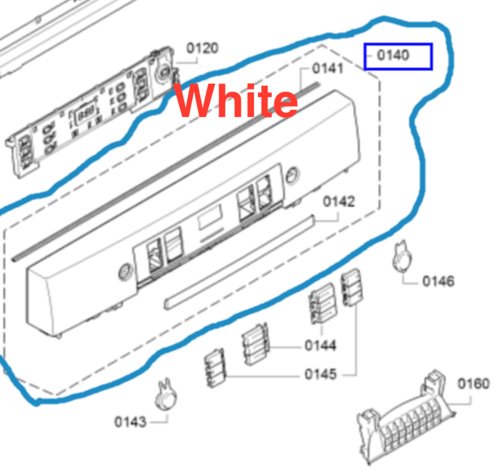 Bosch Dishwasher Panel Fascia Panel Frame SMS46GW01A/01 SMS46GW01A/49 SMS46GW01A/51 SMS46GW01A/52 SMS46GW01A/55 White
