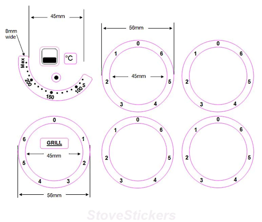 Oven Control Panel Decal Sticker Symbols Label