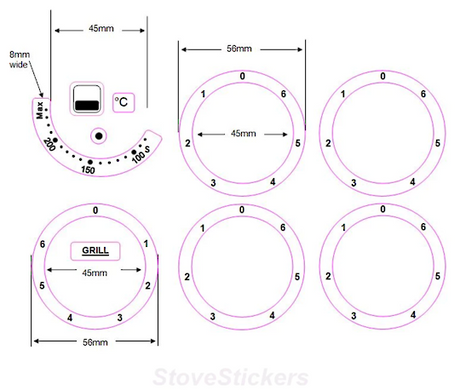 Oven Control Panel Decal Sticker Symbols Label