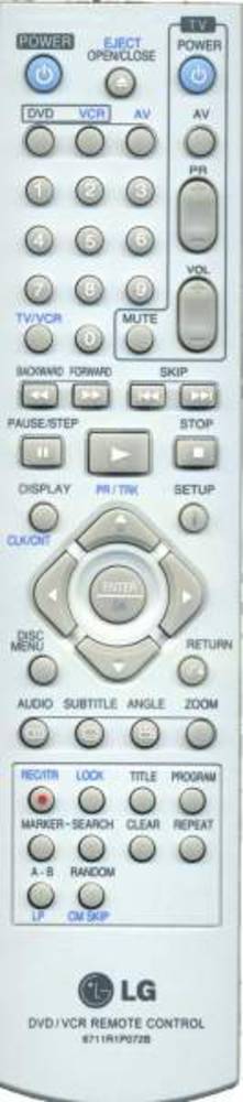 LG Dvd/Vcr Remote Control - 6711R1P072B